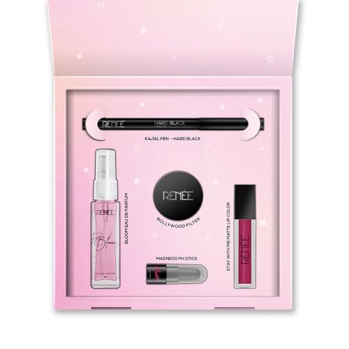 RENEE Dream Kit Mini, Curated with Makeup Essentials Includes Kajal, Primer, Lipstick, Perfume Madness PH Stick, Enriched with with Skin-loving Ingredients, Travel-Friendly Packaging Pack of 5.