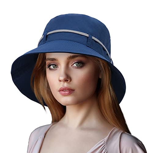 HAPPYPOP Bob Chapeau de Pêcheur Femme Chapeau de Soleil Chapeaux de Seau Chapeaux de Visière Chapeau de Plage Pêcheur en Coton Bonnet UV Protection de Bucket Hat pour Soleil Plage Camping Randonnée Cover