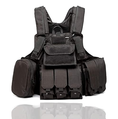 Dmaip Tactical Vest Outdoor Vest Training Vest Adjustable Lightweight For Hiking Climb Cs Breathable Vest (Black) #TOP14