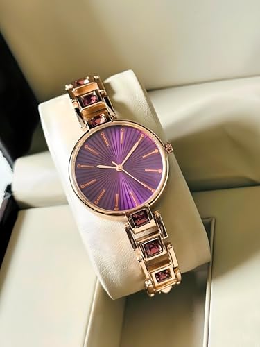 Image of AMERICANVIBER Red Diamond-Studded Women's Analog Watch with Adjustable Strap, Stylish Round Dial Wrist Watch for Girls & Ladies, Suitable for Casual, Office, and Formal Use