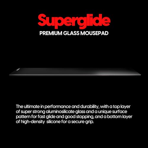 Image of Pulsar - Superglide Premium Glass Mouse Pad XXL ALUMINO-Silicate Glass Surface Anti-Slip Fully Molded high-Density Silicone Rubber 38.5in x 16.5in (XXL, Black)