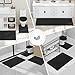 Smiry Luxury Chenille Bathroom Rugs 59x20, Extra Soft and Absorbent Shaggy Bath Mat, Machine Washable, Non-Slip Plush Carpet Runner for Tub, Shower, and Floor, Home Decor Accessories, Black