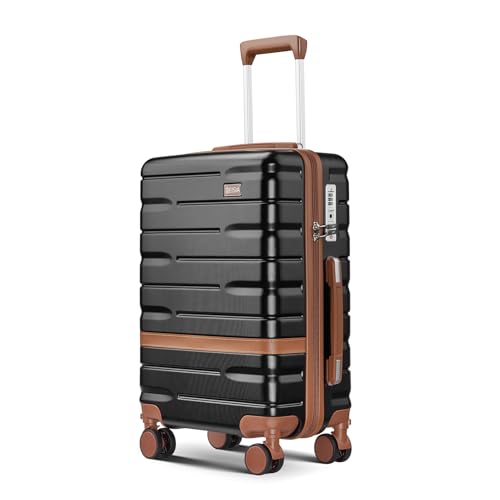 Carry On Luggage Sets,20 Inch Carry-on Suitcase with Spinner Wheels,PC+ABS Lightweight Hardshell with TSA lock,Airline Approved YKK Zippers (black)