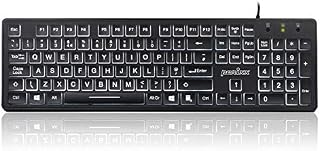 Perixx Periboard-317 Wired USB White LED Backlit Keyboard, Big Print Illuminated Keys, UK QWERTY, Black