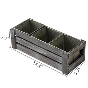 SOFE Rectangular Planters for Indoor Plants, Farmhouse Galvanized Planter Pot Window Box Planter for Succulent Herb, Table Wood Decorative Storage Box, Country Style Windowsill Decor, Grey SOFE Rectangular Planters for Indoor Plants Farmhouse Galvanized Planter Pot Window Box Planter for Succulent Herb Table Wood Decorative Storage Box Country Style Windowsill Decor Grey