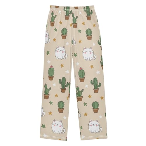 Pajama Pants Long Track Pants Cute Cats and Cacti Western Sweatpants Athletic for 6-14 Years