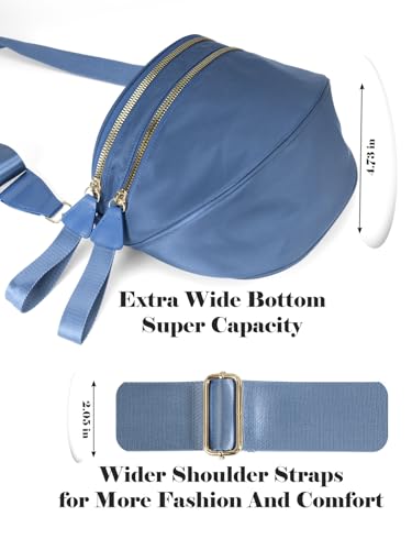 Image of Pure Colour Crossbody Bag Bum Bag for Women,Spacious Purse Fanny Packs Belt Bag,Oversized Bum Bag (Colour Bum Bag-Monet Blue)