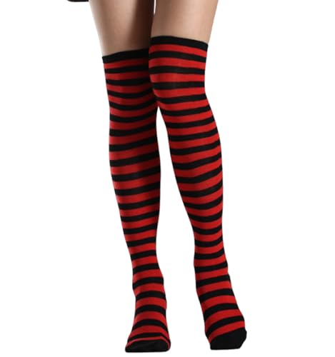 Image of Womens Thigh High Socks Athletic Stripe Cute Colorful Over the Knee High Sock Colorful Long Tube Sock