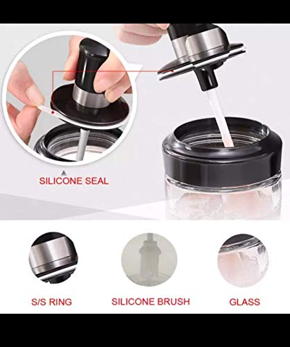 Image of Borosilicate Glass Food and Pickle Storage Spice Jar with Spoon & Food Storage Jar with Brush for Ghee, Butter, Oil & Stoppers - 250ml (1 /Brush Jar)