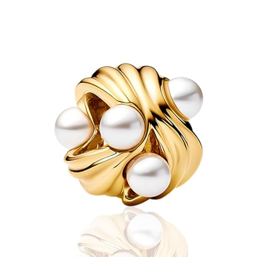 YUMINN Gold Pearl Charms 925 Sterling Silver