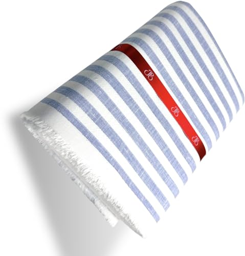 Image of JHABAK'S Unstitched Striped Shirt Fabric for Men - Cotton Linen Blend Lining Material - Shirt and Kurta Piece Cloth