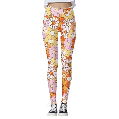 Generisch Leggings con estampado de cintura alta, leggings deportivos estampados, pantalones de yoga para correr, entrenamiento de fitness, multicolor, XS