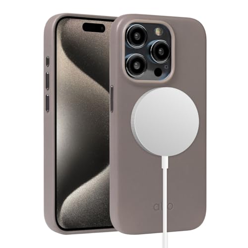 Étui en cuir italien pour iPhone 15 Pro, l'authenticité d'une coque magnétique grise