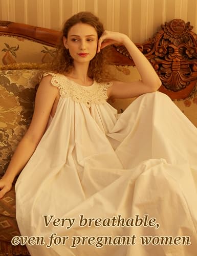 Victorian Nightgown for Women Vintage Nightie 100% Cotton Sleeveless Sleepwear Long Dress4