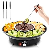 Shiptree Schokofondue, 280ml Elektrisches Schokoladen mit 2 Temperaturstufen, Abnehmbare Servierplatten & 4 Spießen, Schokofondue-Set, Geschenkidee für einen romantischen Abend