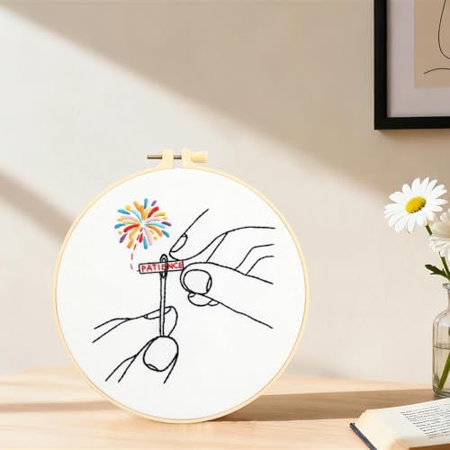 Image of Beginner Embroidery Starter Kit, Easy Hand Embroidery Kits for Beginners Adults, Stamped Cross Stitch Kits for Beginners Adults Craft Kits for Women, Entire Set of Embroidery Supplies & Video Tutorial