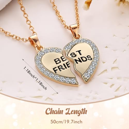 Bff Necklace for 2, Personalized Friendship Necklace for Women Bestie Gifts, Half Heart Shaped Best Friend Necklace Cute Design3