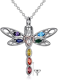 POPLYKE Dragonfly /Urn Ashes Necklace Gifts for Women Sterling Silver Celtic Knot Irish Jewelery for Girls