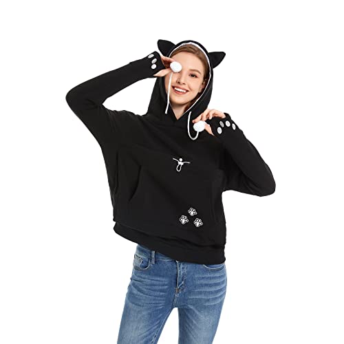 Kei Tomlison Unisex Big Pouch Hoodie Long Sleeve Pet Dog Holder Carrier Sweatshirt, Black-Thick, Xx-Large #TOP7