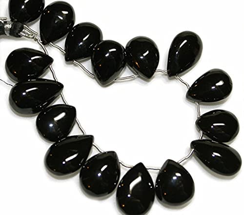 Spinelle noire briolette lisse 13x17mm pour création de bijoux de lithothérapie unique