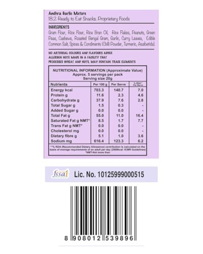 Image of Jatara Andhra Garlic Mixture, Authentic Andhra Style Spicy Namkeen Snack, Crunchy and Flavorful, 210g