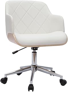 Miliboo Sandro - Silla de oficina (diseño de madera clara), color blanco y
