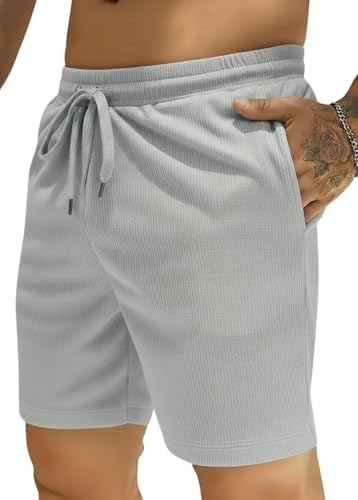 Image of INKKR Men's Premium Polyester Casual Ribbed Shorts ||Loose Fit with 2 Pocket Shorts