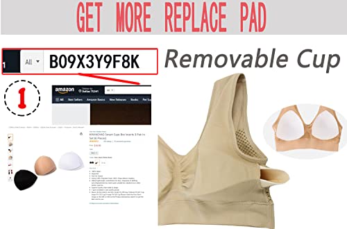 Kinyaoyao 3 Pack Breathable Design Women's Ultimate Comfy Seamless Wireless Sports Bra With Removable Pads,Black/White/Beige,X-Large #TOP4