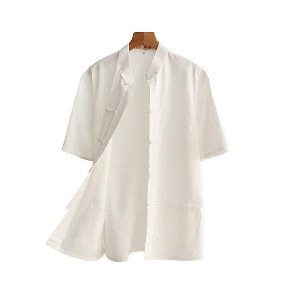G-LIKE Tai Chi Clothing Wing Chun Kung Fu Clothes Short Sleeves Tang Shirt (White, S)