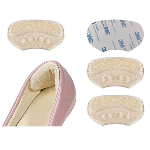 VivoFoot 4 PCs Anti-Slip Heel Grips, Thick Liners & Fillers for Half-Size Too Big or Loose Shoes, Heel Cushion Inserts, Heel Pads to Prevent Slipping Out, Rubbing and Blisters (Beige)