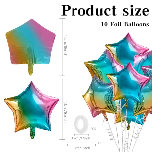 Image of Star Balloons 18 Inch Foil Balloons 10 PCS Star Balloons Foil Gradient Star Foil Balloons Set Mylar Balloons Gradient Balloons Star for Birthday Party Anniversary Wedding Baby Shower New Year Decor