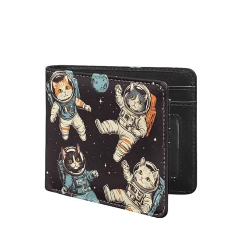 Image of Coldinair Astronaut Cat Boys Wallet for Kids 9-12 Cartoon Boys Leather Bifold Rfid Blocking Wallet Wallet for Men Teen Boy