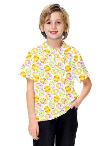 Image of AOBUTE Kids 4th of July Polo American Flag Short Sleeve Button Down Shirts Tops 3-14 Years
