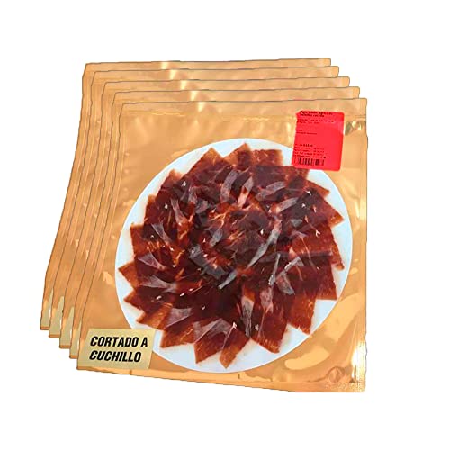 Pack 5 Sobres De Jamón Ibérico De Bellota Loncheado Corte A Cuchillo De 100 Gramos. Jamón Ibérico Bellota. Especial Para Cenas, Eventos, Navi Pack 5 Sobres De Jamón Ibérico De Bellota Loncheado Corte A Cuchillo De 100 Gramos. Jamón Ibérico Bellota. Especial Para Cenas, Eventos, Navi