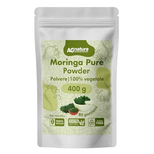 Moringa Polvere 400g Estratto di Moringa Oleifera Pura - Fonte di Proteine, Ferro e Calcio,...