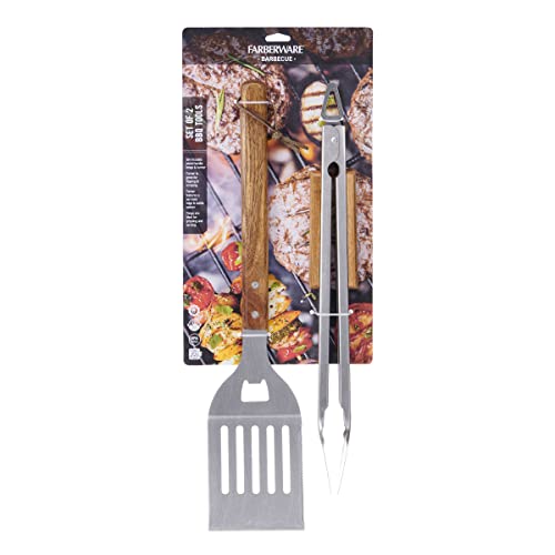 Set de 2 herramientas para BBQ con mango de madera miniatura 7