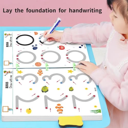 Image of TAZLYN 64 pages magic book for kids 2-5years Magic Practice Workbook for Kids Tracing & Drawing Reusable Pen Control Book for Lines, Shapes, Patterns & Numbers Ideal for Early Learning (PACK OF 1)