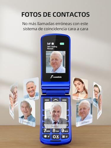 Teléfono Móvil para Mayores SweetLink F2, Teclas Grandes, Azul - Imagen 8