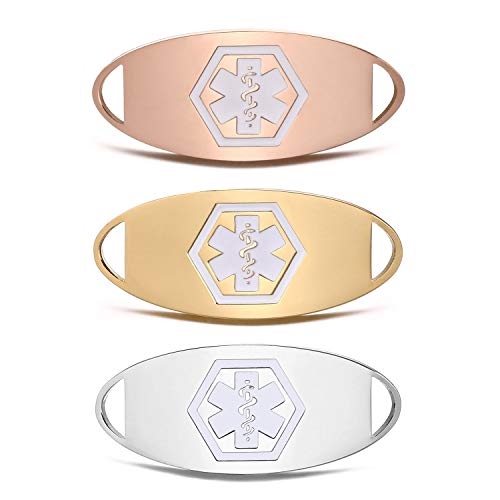 JF.JEWELRY Customizable 316L Stainless Steel Medical Alert ID Tag for Medical Bracelet, DIY Hand-Made Medical Bracelet Accessories Interchangeable Medical ID Tags for Women and Men