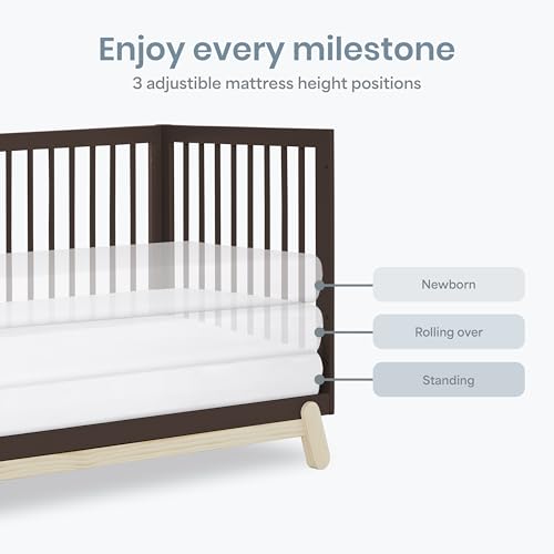 Image of Dream On Me Hygge 5-in-1 Convertible Full-Size Baby Crib in Chocolate Chip and Voak, GreenGuard Gold & JPMA, Converts to Toddler, Day & Full-Size Bed, Adjustable Mattress Heights, Modern Nursery