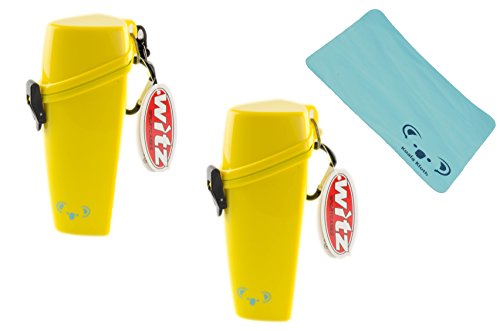 Koala Lifestyle Witz The Wrapper Floating Waterproof Sunglass and Glasses Case | Watertight Dry Protective Eyewear Holder for Outdoor Water Sports with Carabiner | 2pk Bundle + Cloth, Yellow
