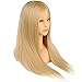 Blonde Mannequin Head with Shoulder 100% Real Human Hair Hairdresser Training Head Manikin Cosmetology Doll Head Hair Styling Competition Supplier (16-18 inch, Blonde#)