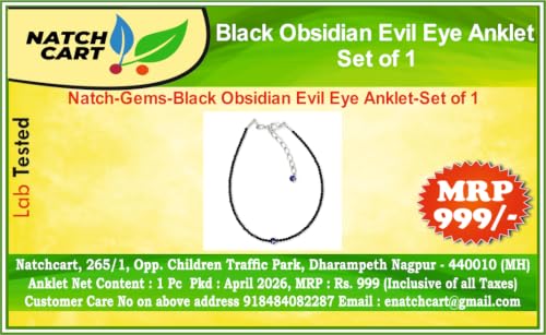 Image of Raw Pyrite, Money Magnet, Dhanyog, Garnet, Black Obsidian Evil Eye Anklet | Stone of Money, Protection & Power | Natural Healing Crystal Anklet for Women | Spiritual Jewellery for Women | Gift for Woman & Girlfriend