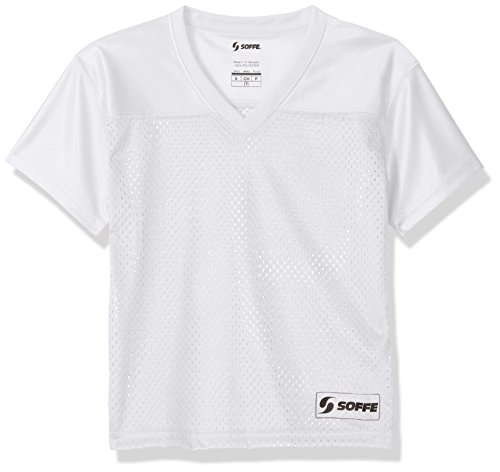 Soffe Girls' Big Mesh Football Jersey, White, Large