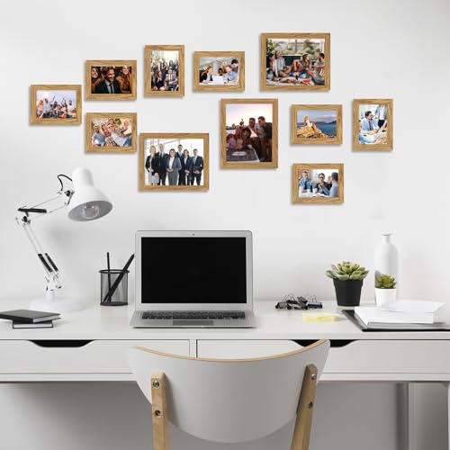 Muzilife-Picture-Frame-Set-of-11-Gallery-Wall-Frame-Collage-with-Three-810-and-Eight-57-Photo-Frames-for-Photos-Paintings-Landscape-Posters-Artwork-Perfect-for-Wall-Decor-Oak Muzilife Picture Frame Set of 11 Gallery Wall Frame Collage with Three 810 and Eight 57 Photo Frames for Photos Paintings Landscape Posters Artwork Perfect for Wall Decor Oak