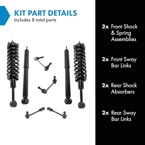 Image of TRQ Front and Rear Suspension Kit Complete Strut & Coil Spring Assembly Shock Absorber Sway Bar Stabilizer Link Compatible with 2003-2022 Toyota 4Runner 2007-2014 FJ Cruiser