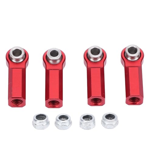 WOHPNLE 4 Pcs RC Link Rod End M4 Thread CW 7mm High Strength Alloy Ball Joint Heads for 1/10 Model Car (Red)