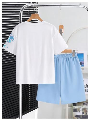 Boy's 2 Piece Sets Y2K Short Sleeve Graphic Tees and Track Shorts Casual Outfits2