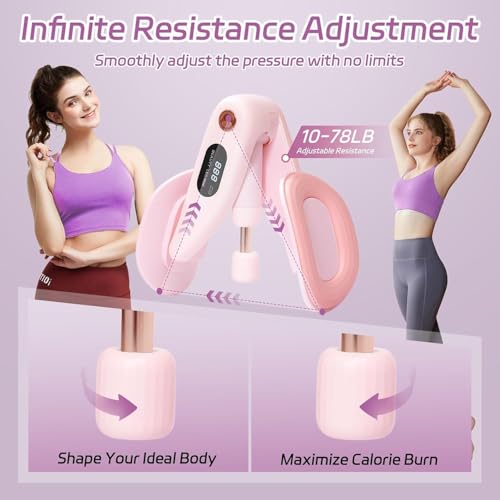 Image of Thigh Master 10-35KG Adjustable Pelvic Floor Muscle Trainer Portable Kegel Exercise Device Women Men Exercise Equipment for Gym Workout-Multi Color (Pink-Pelvic)