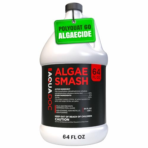 AquaDoc Algae Smash Polyquat 60 Algaecide for Swimming Pools - 64 oz - Non-Foaming Non-Staining Formula to Help Remove and Prevent Algae in Inground and Above Ground Pools - Made in USA